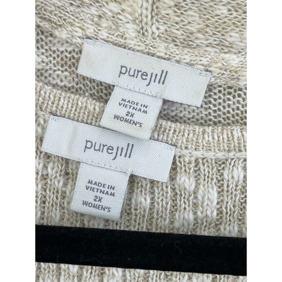 J Jill Womens Plus 2X Beige Cardigan Sweater Set Mid Length 2 Piece Knit Top - Picture 8 of 10